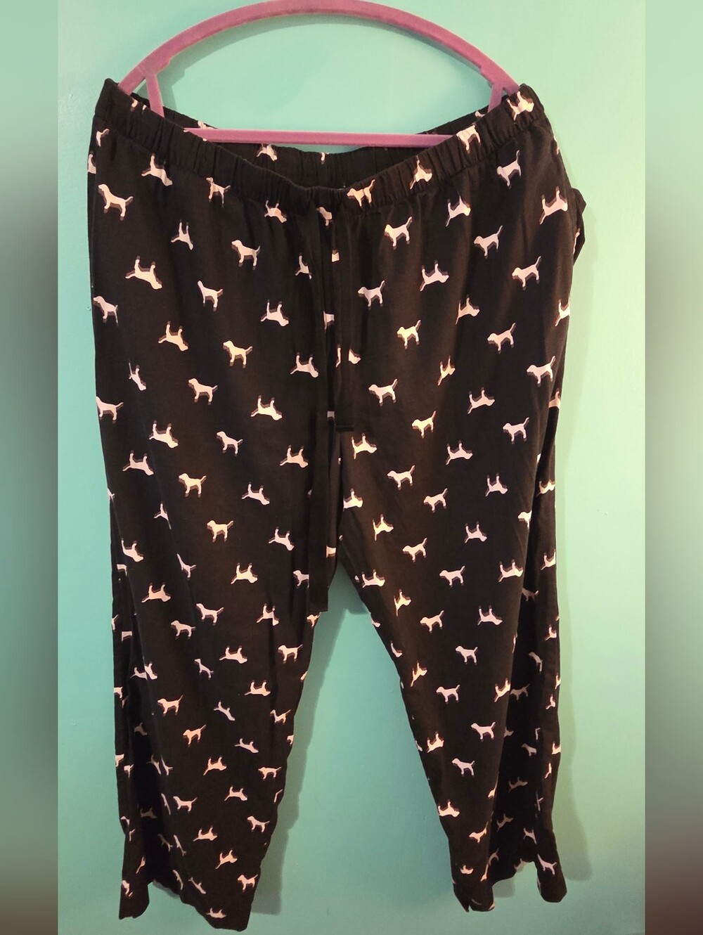 PINK Victoria's Secret Black Pajama Bottoms with Pink Dog Print